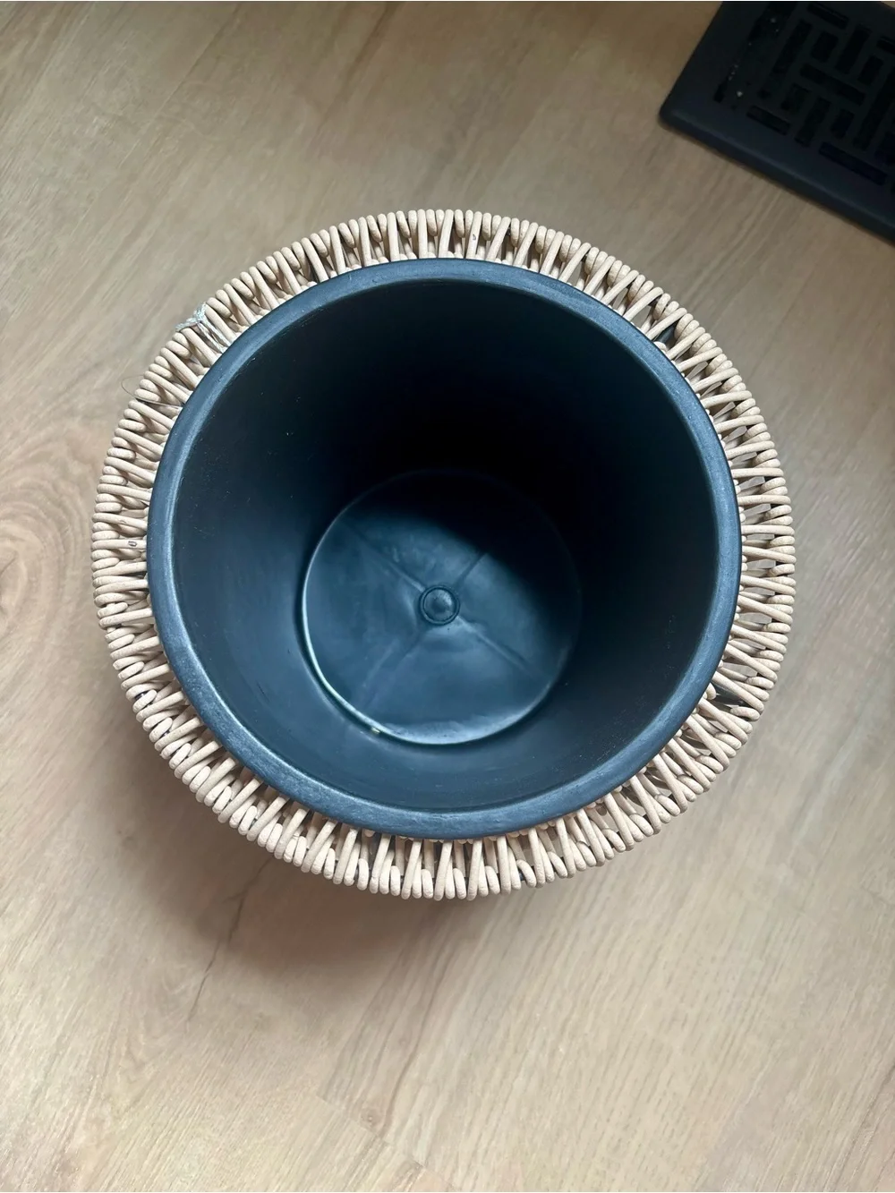 Natural Woven Rattan Planter with Black Inner Pot
